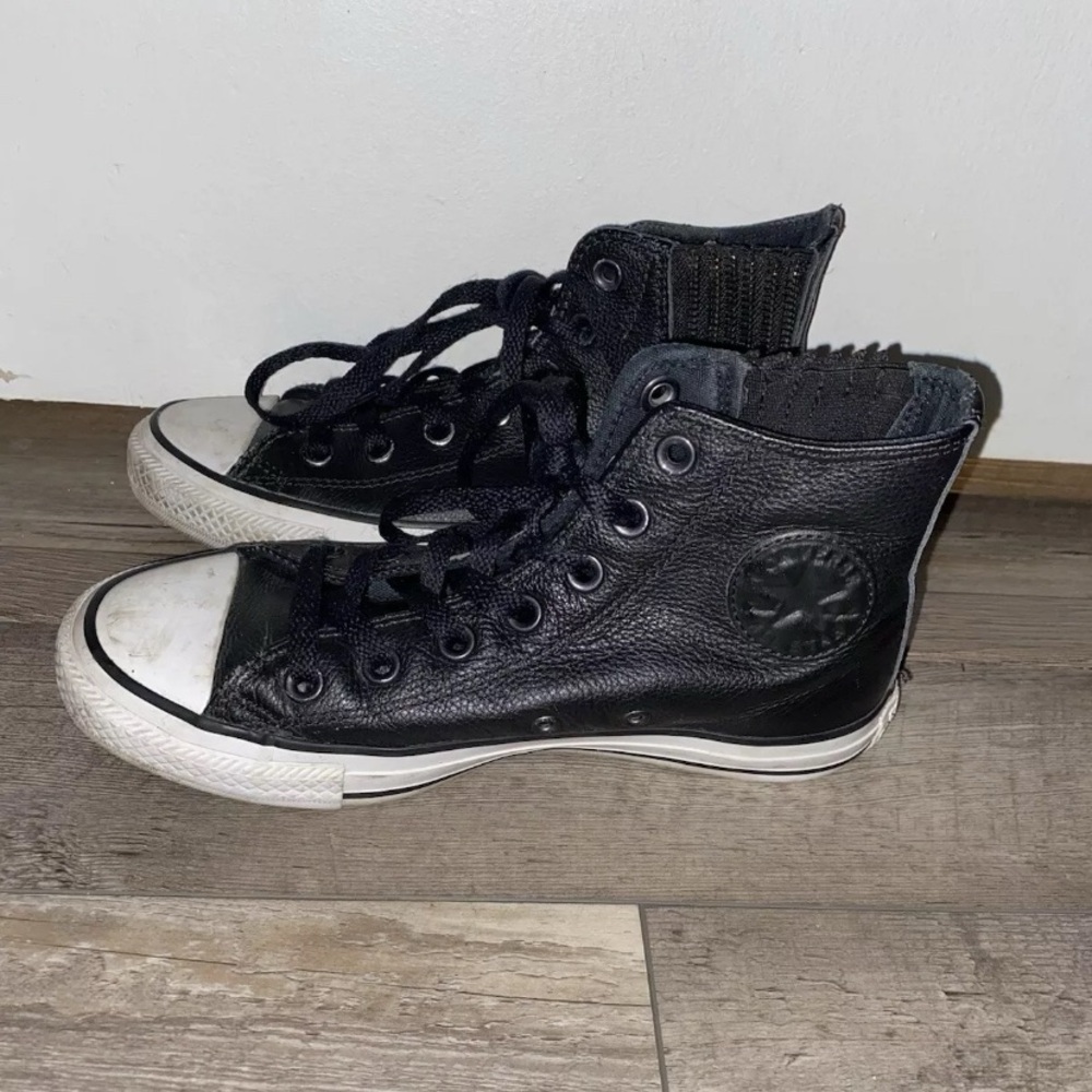 Converse All Star Chuck Taylor Black Leather Zipper Women's Us Sz